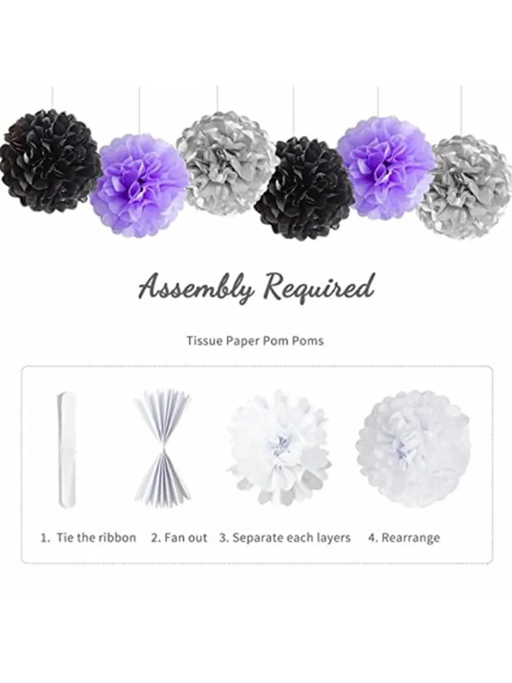 Birthday Decorations Balloons Banner Party Supplies Black Purple Silver Set